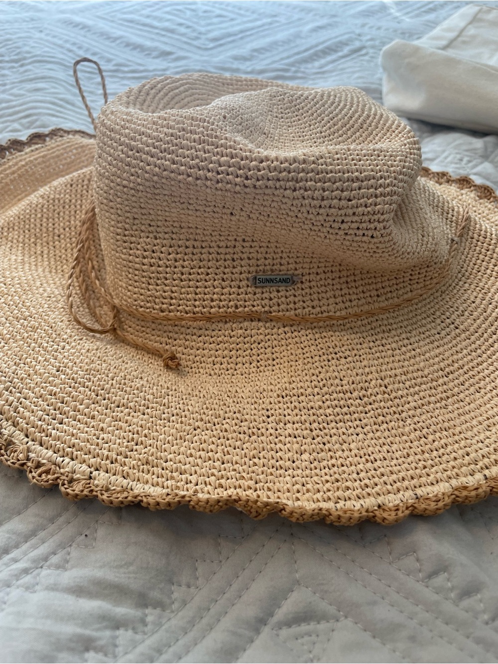 Cozy Earth Canvas Tote with Tan Leather Handles & Sunsand beach hat Bundle. - Picture 7 of 11